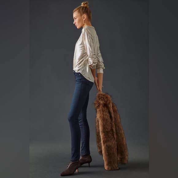 Paige Hoxton High Rise Ultra Skinny Transcend Jeans - Mona Dark Wash - Picture 4 of 8